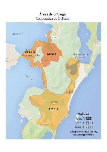 Mapa de locais para entrega